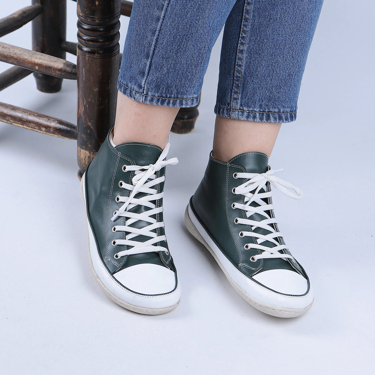 Smooth Barefoot Long Boots Converse Shoes – 6mm Rubber Sole – Green