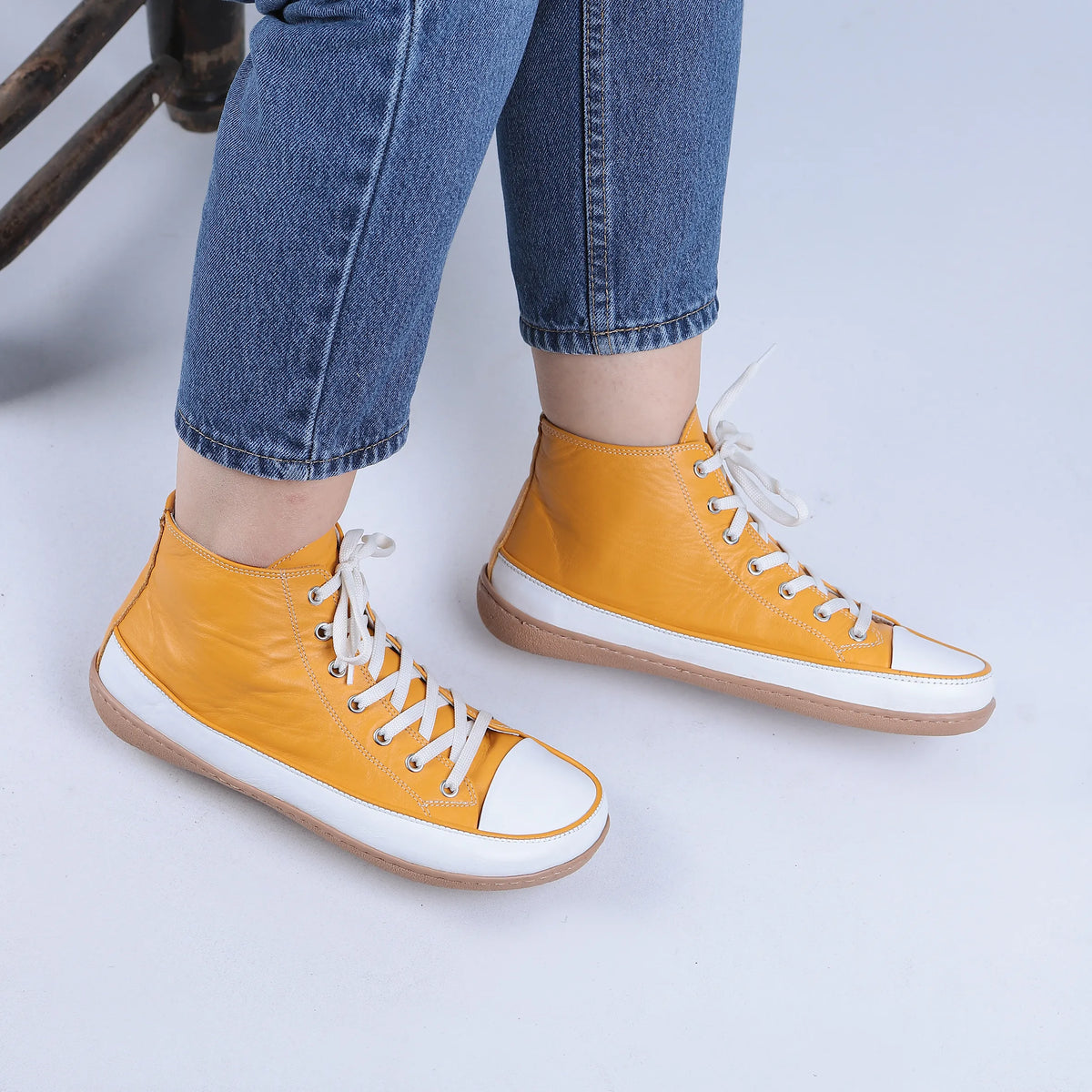 Smooth Barefoot Long Boots Converse Shoes – 6mm Rubber Sole – Yellow