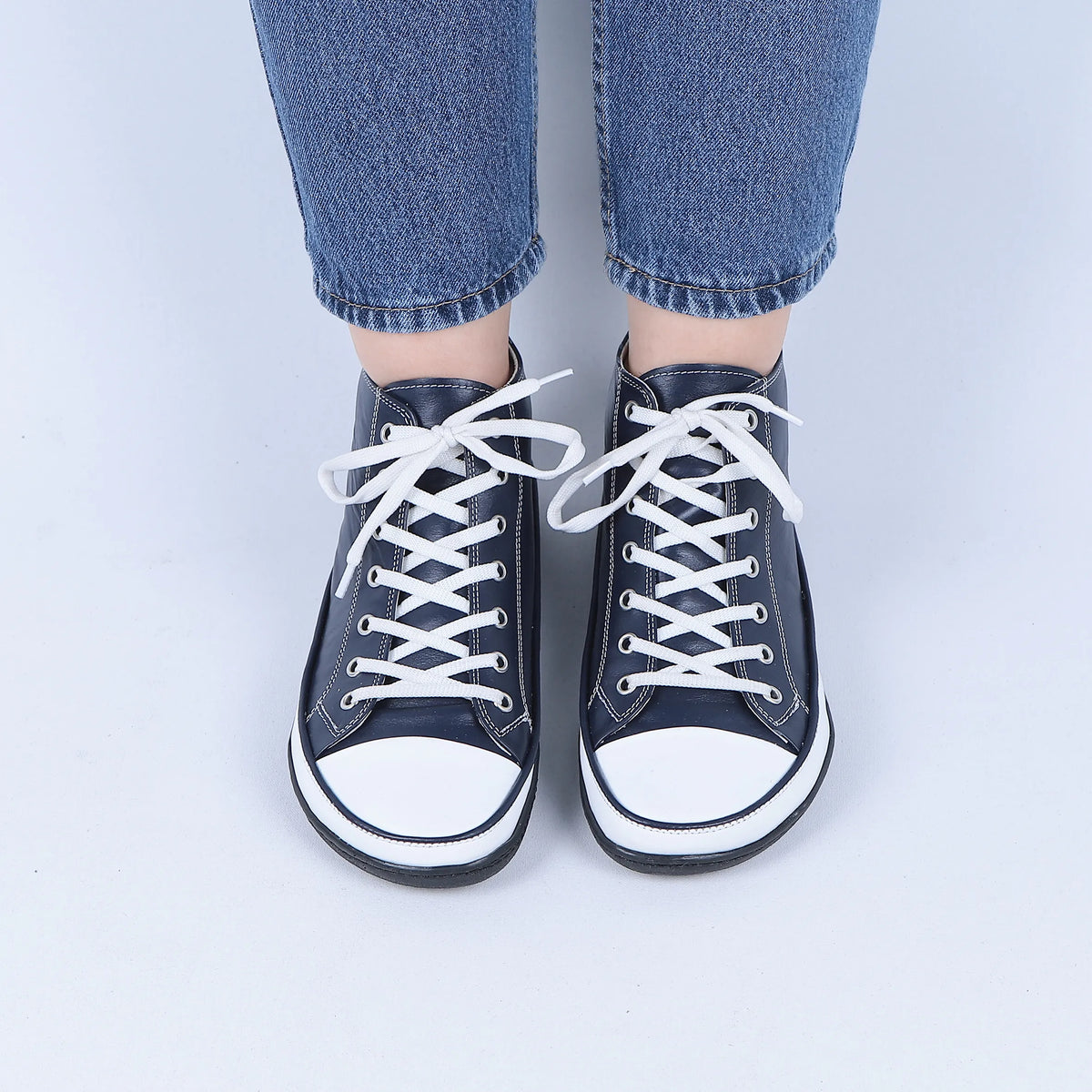Smooth Barefoot Long Boots Converse Shoes – 6mm Rubber Sole – Navy Blue