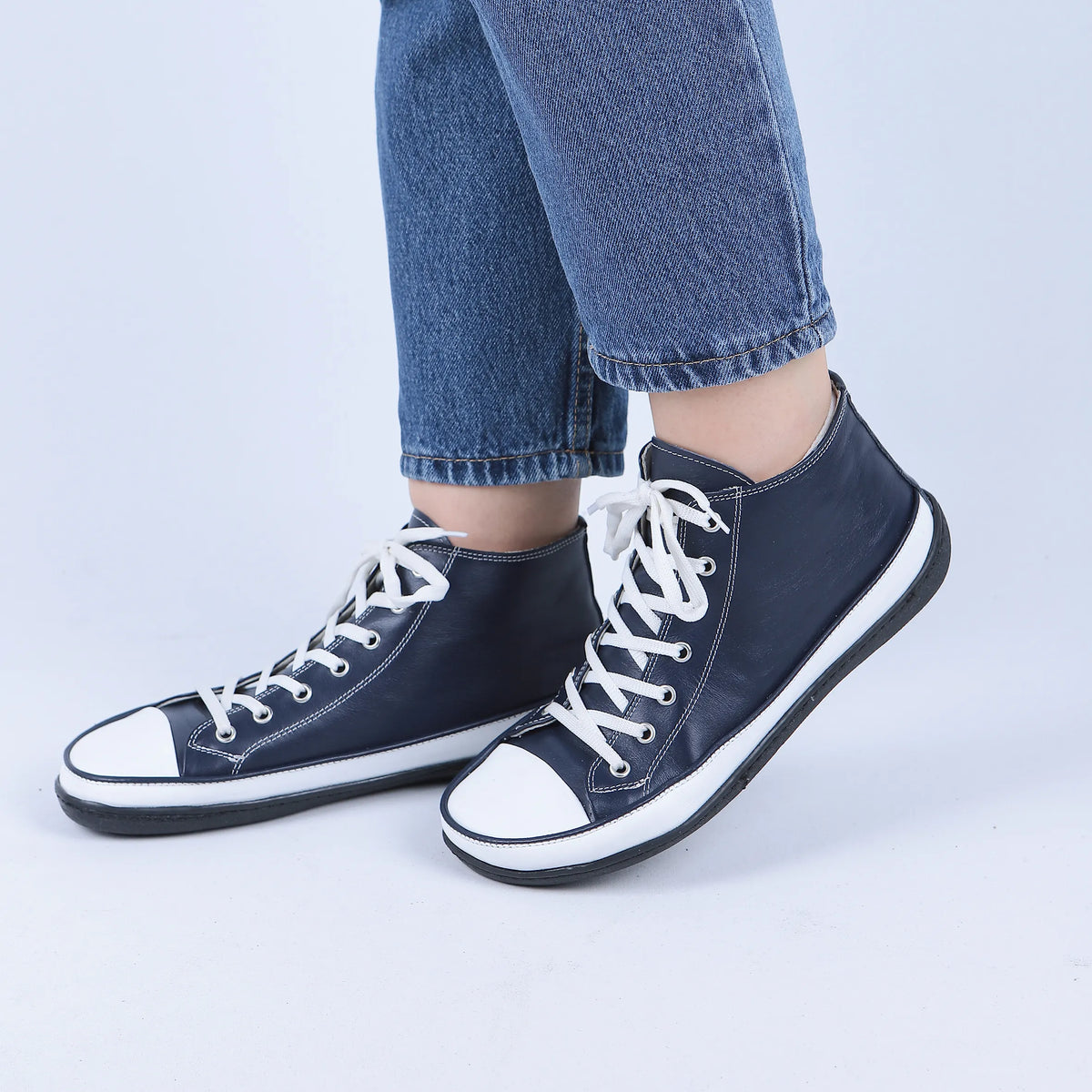Smooth Barefoot Long Boots Converse Shoes – 6mm Rubber Sole – Navy Blue