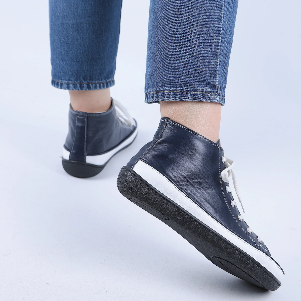 Smooth Barefoot Long Boots Converse Shoes – 6mm Rubber Sole – Navy Blue