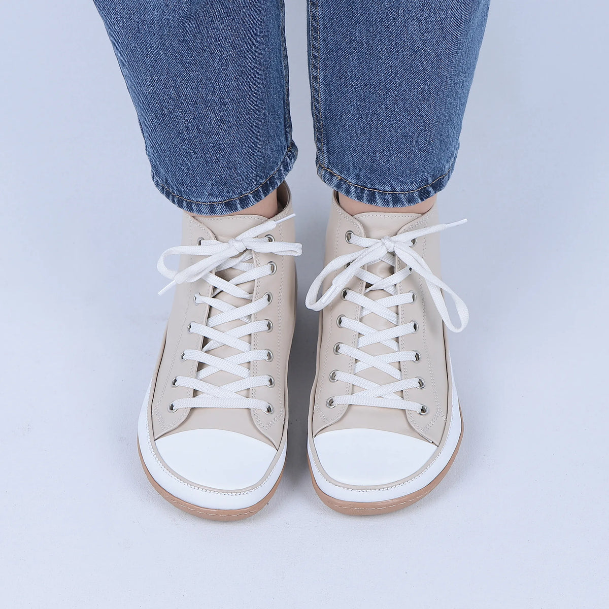 Smooth Barefoot Long Boots Converse Shoes – 6mm Rubber Sole – Cream