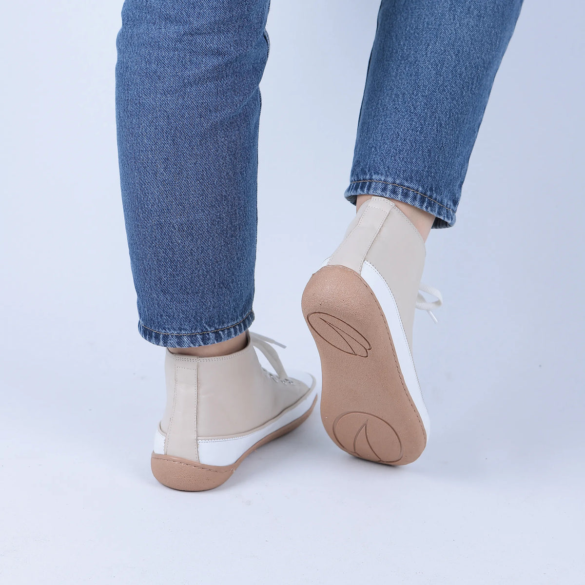 Smooth Barefoot Long Boots Converse Shoes – 6mm Rubber Sole – Cream