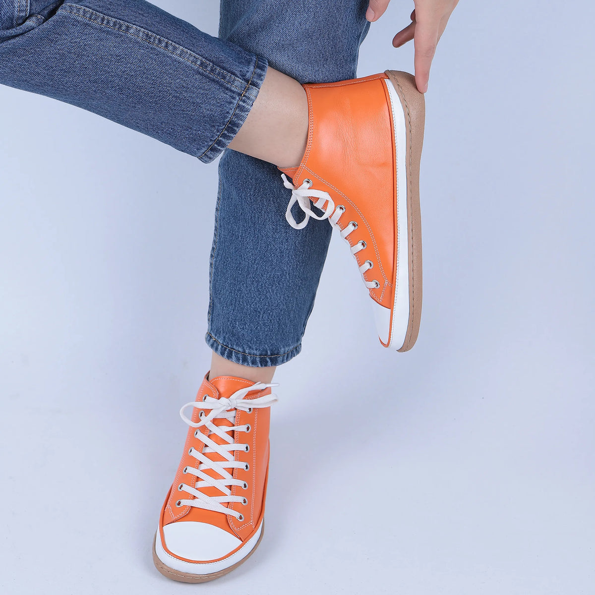 Smooth Barefoot Long Boots Converse Shoes – 6mm Rubber Sole – Orange