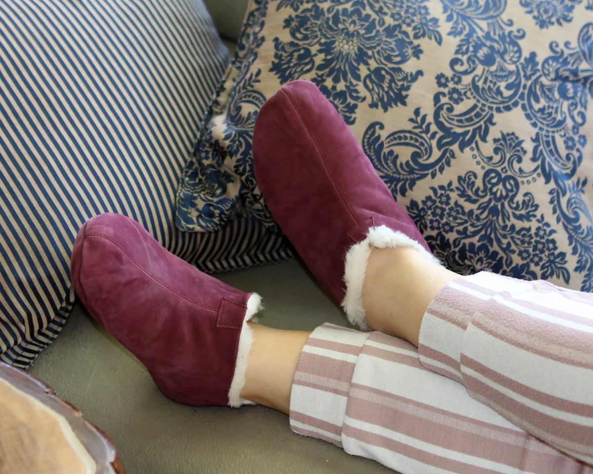 Nubuck Barefoot Home Slippers Sandals Shoes – Burgundy