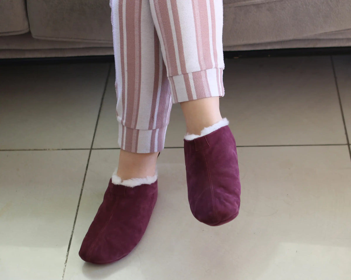 Nubuck Barefoot Home Slippers Sandals Shoes – Burgundy
