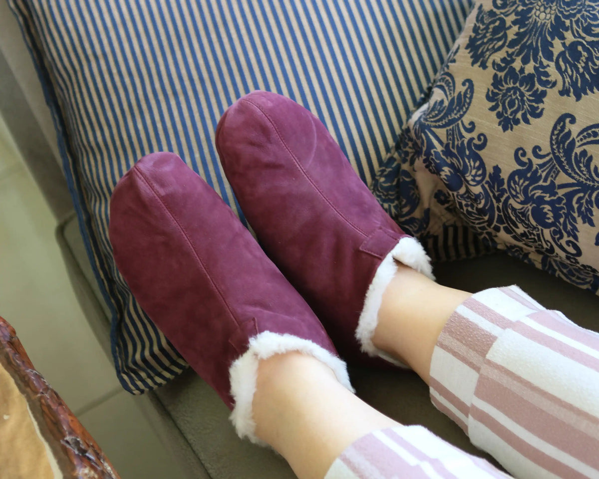 Nubuck Barefoot Home Slippers Sandals Shoes – Burgundy