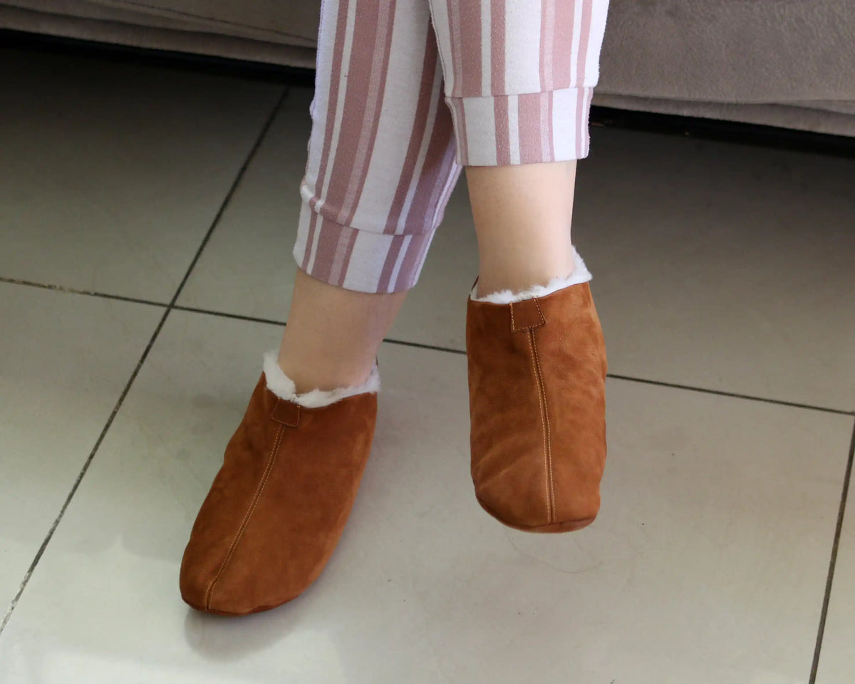 Nubuck Barefoot Home Slippers Sandals Shoes – Tan