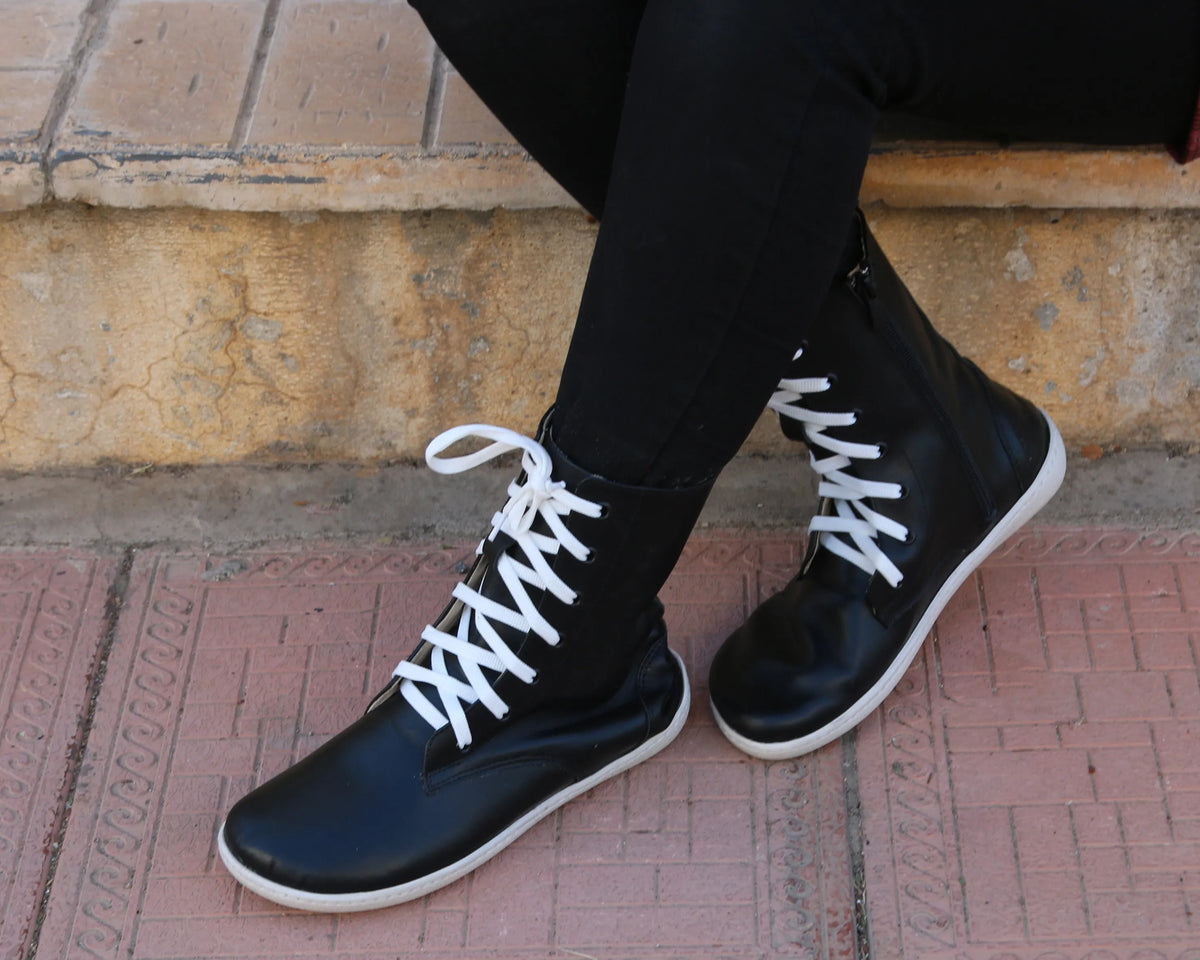 Smooth Barefoot Long Boots Shoes – 6mm Rubber Sole – Black