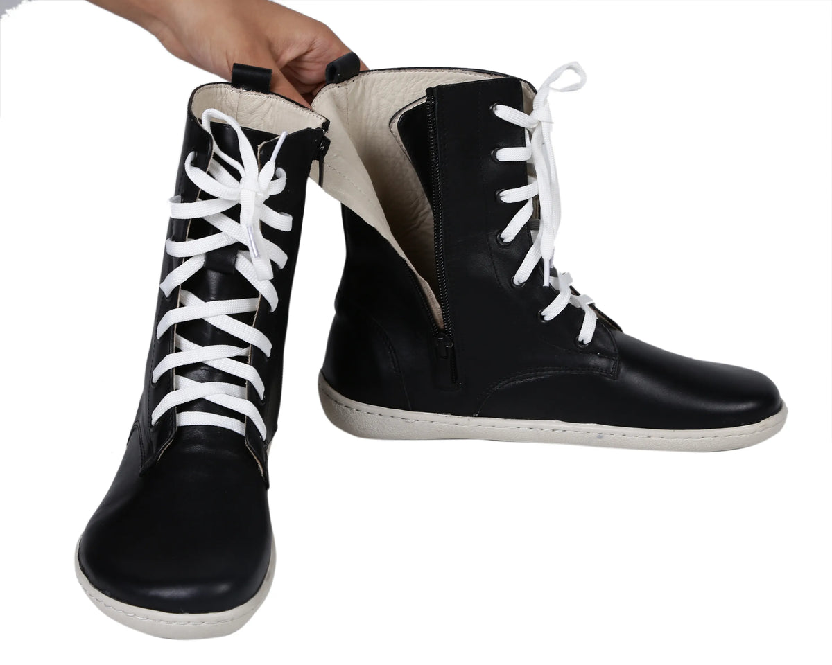 Smooth Barefoot Long Boots Shoes – 6mm Rubber Sole – Black
