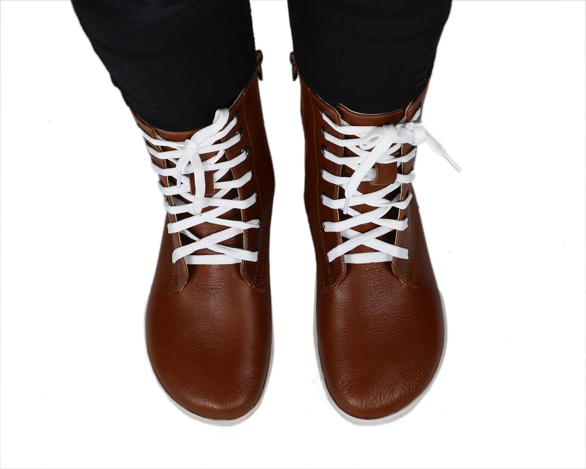 Smooth Barefoot Long Boots Shoes – 6mm Rubber Sole – Brown