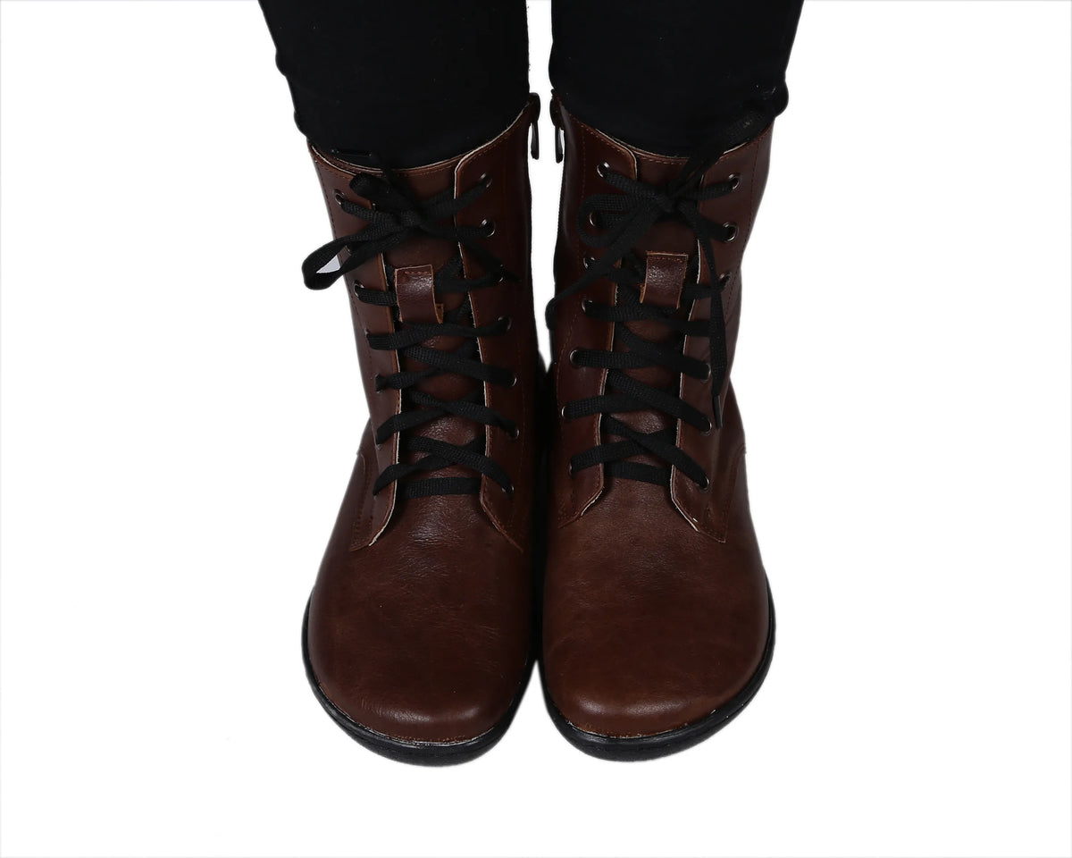 Smooth Barefoot Long Boots Shoes – 6mm Rubber Sole – Dark Brown
