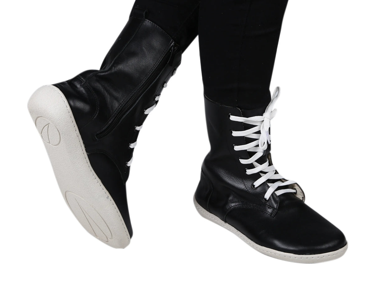 Smooth Barefoot Long Boots Shoes – 6mm Rubber Sole – Black