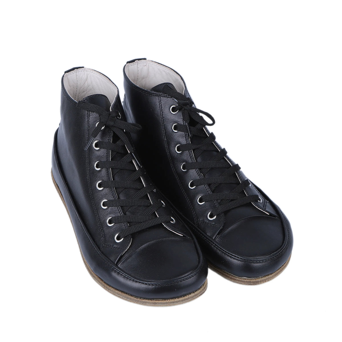 Smooth Barefoot Long Boots Converse Shoes – Classic Sole — Leather Sole – Full Black
