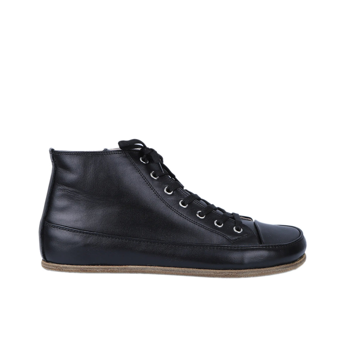 Smooth Barefoot Long Boots Converse Shoes – Classic Sole — Leather Sole – Full Black