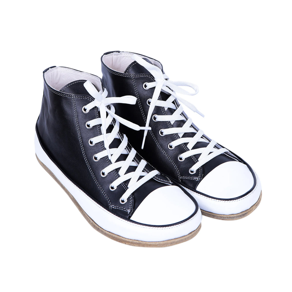 Smooth Barefoot Long Boots Converse Shoes – Classic Sole — Leather Sole – Black