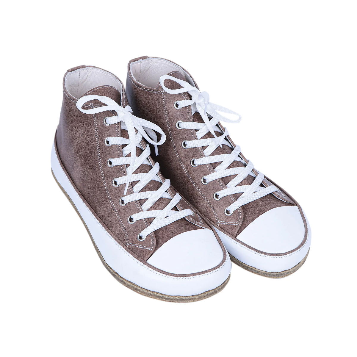 Crazy Barefoot Long Boots Converse Shoes – Classic Sole — Leather Sole – Beige Bizon