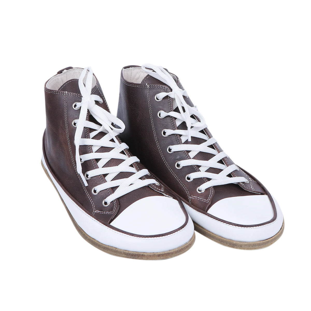 Crazy Barefoot Long Boots Converse Shoes – Classic Sole — Leather Sole – Dark Brown