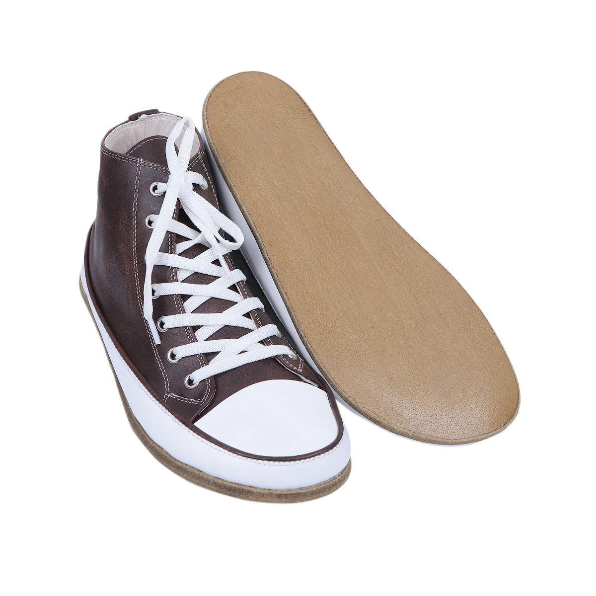 Crazy Barefoot Long Boots Converse Shoes – Classic Sole — Leather Sole – Dark Brown