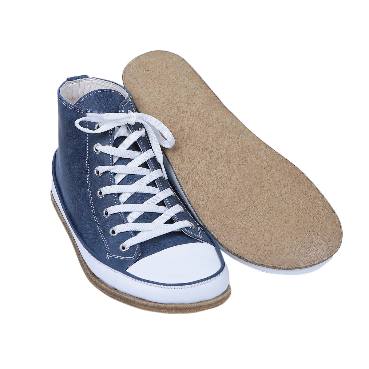 Crazy Barefoot Long Boots Converse Shoes – Classic Sole — Leather Sole – Navy Blue