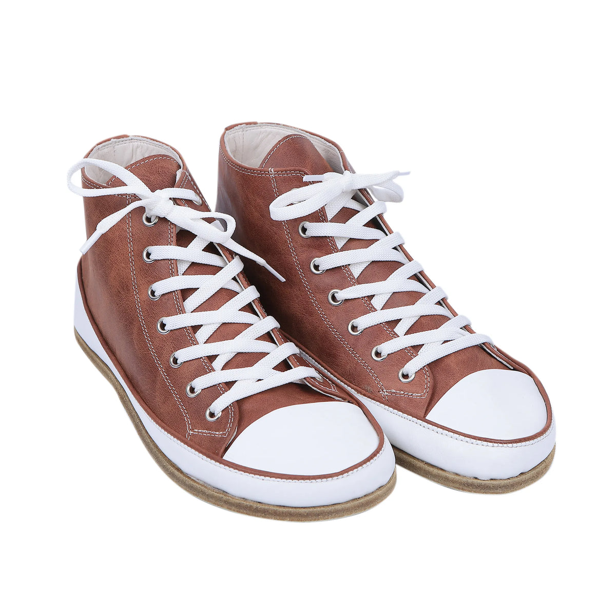 Crazy Barefoot Long Boots Converse Shoes – Classic Sole — Leather Sole – Brown