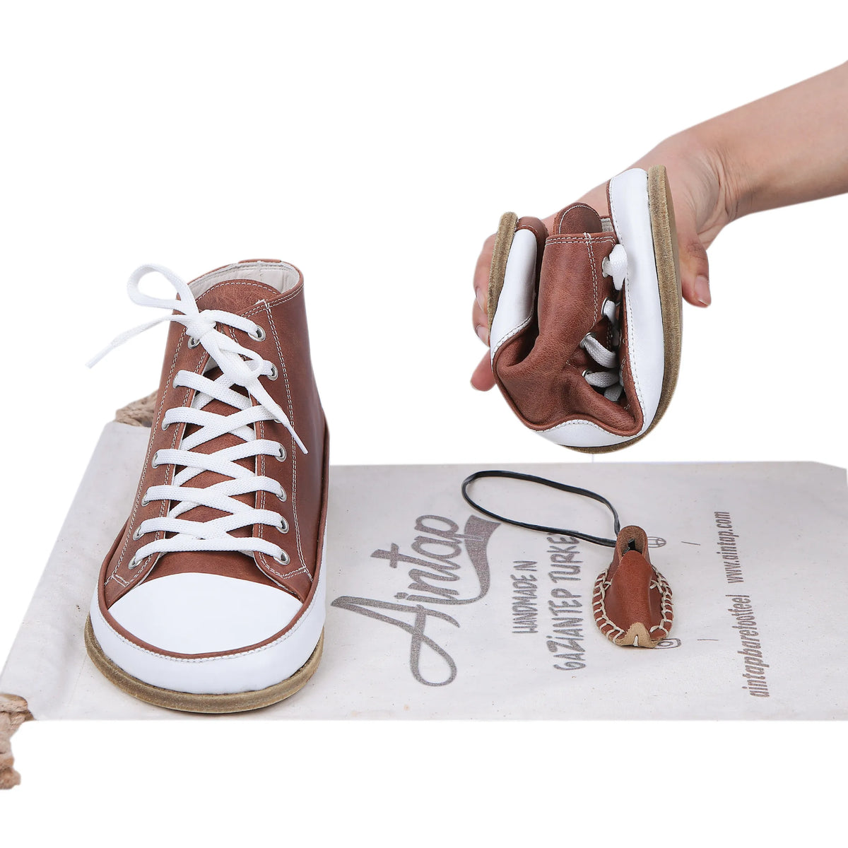 Crazy Barefoot Long Boots Converse Shoes – Classic Sole — Leather Sole – Brown