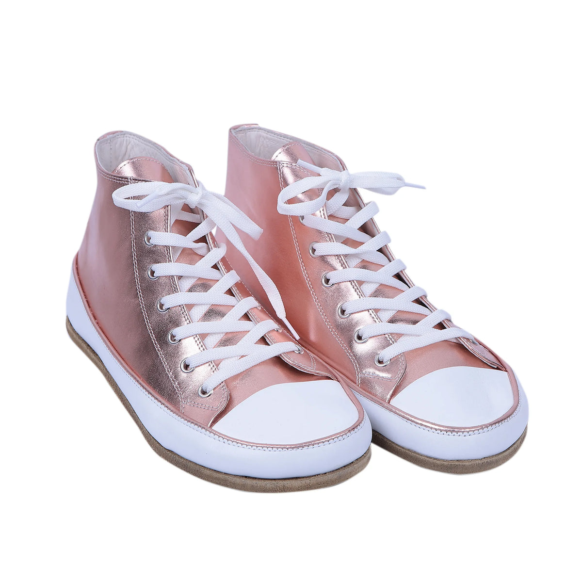 Bright Barefoot Long Boots Converse Shoes – Classic Sole — Leather Sole – Rose Gold