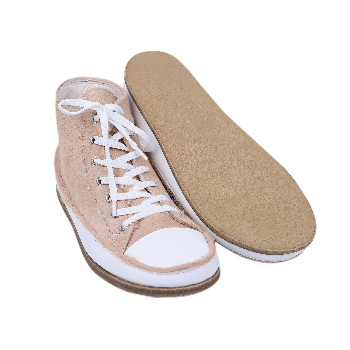 Hair Barefoot Long Boots Converse Shoes – Classic Sole — Leather Sole – Beige