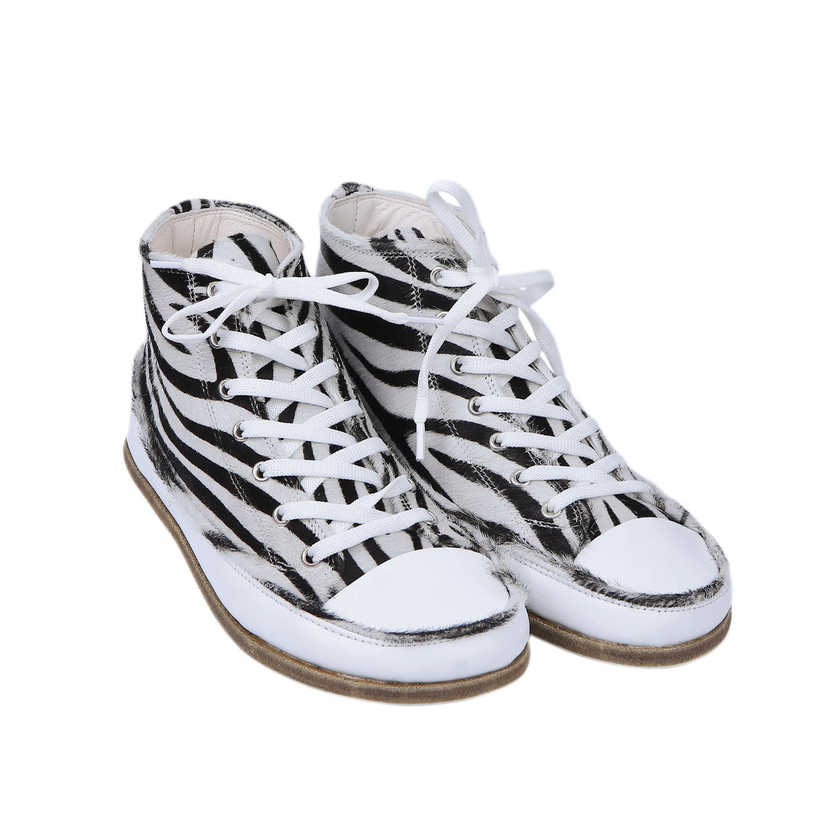 Hair Barefoot Long Boots Converse Shoes – Classic Sole — Leather Sole – Zebra
