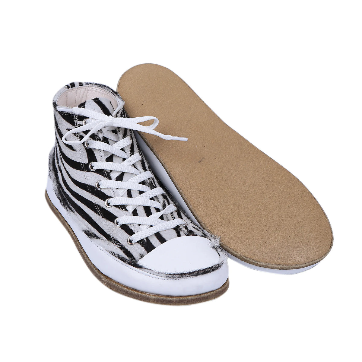 Hair Barefoot Long Boots Converse Shoes – Classic Sole — Leather Sole – Zebra