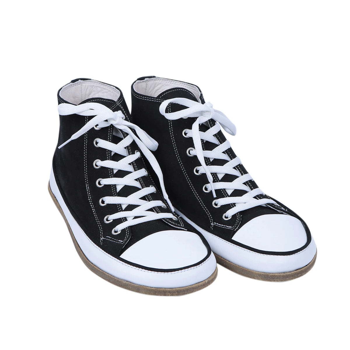Nubuck Barefoot Long Boots Converse Shoes – Classic Sole — Leather Sole – Black