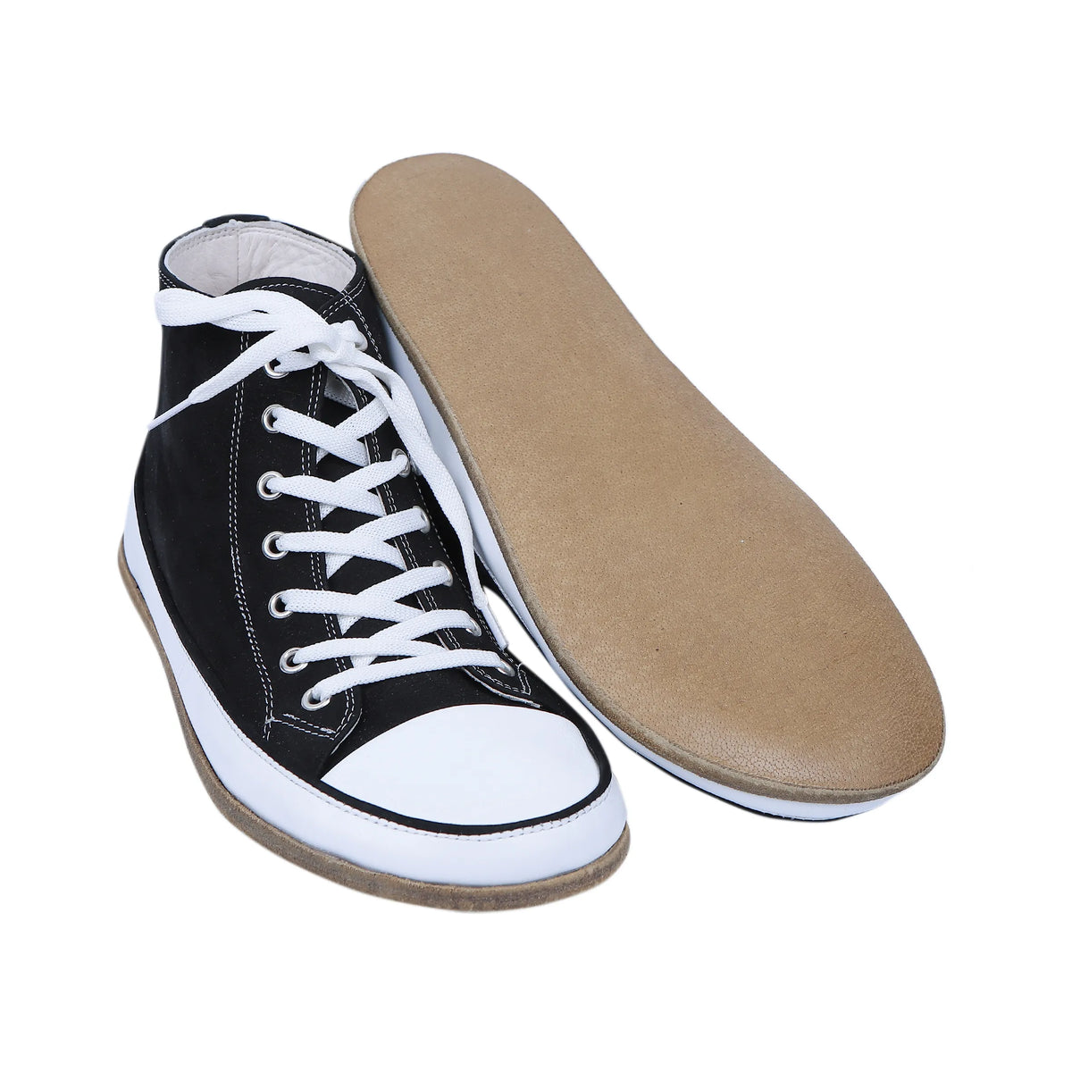 Nubuck Barefoot Long Boots Converse Shoes – Classic Sole — Leather Sole – Black