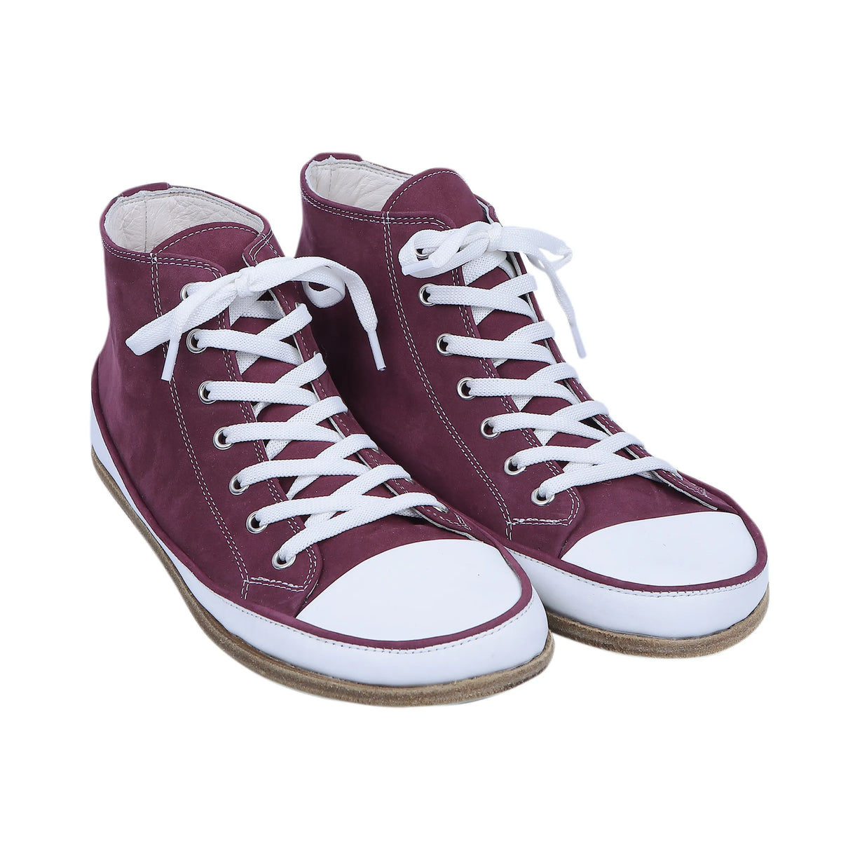 Nubuck Barefoot Long Boots Converse Shoes – Classic Sole — Leather Sole – Burgundy