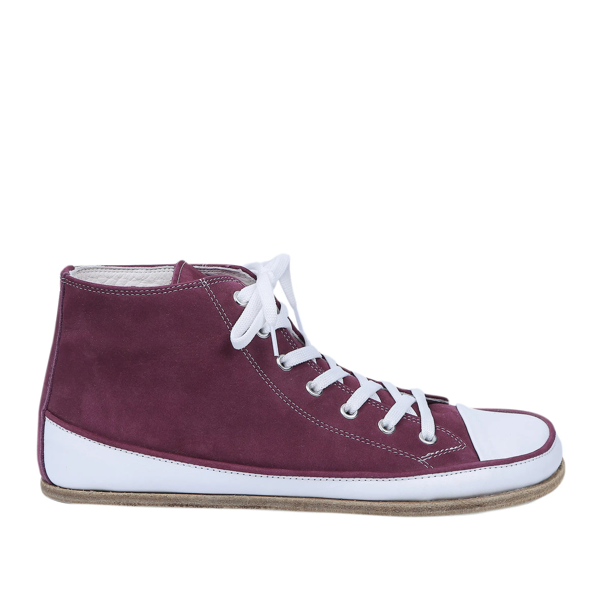 Nubuck Barefoot Long Boots Converse Shoes – Classic Sole — Leather Sole – Burgundy