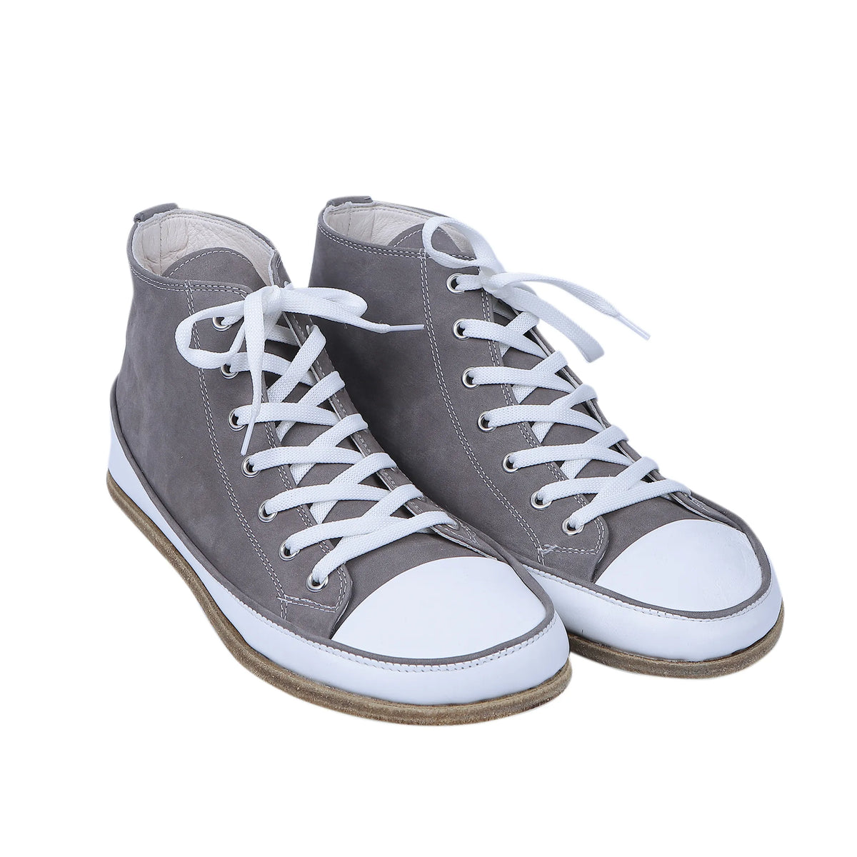 Nubuck Barefoot Long Boots Converse Shoes – Classic Sole — Leather Sole – Gray