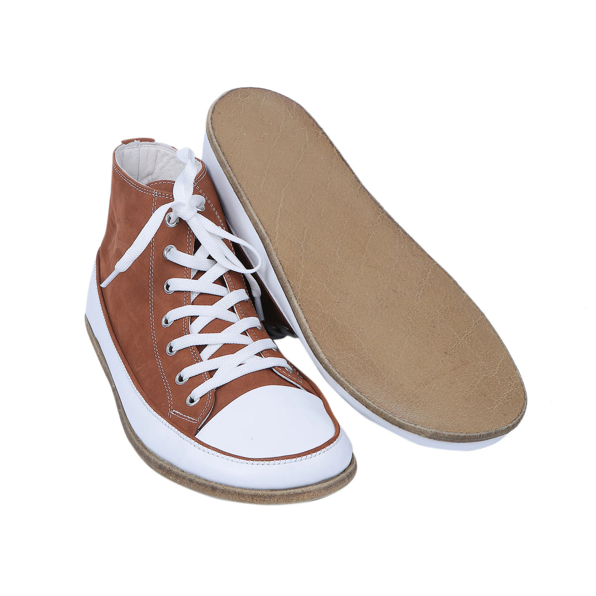 Nubuck Barefoot Long Boots Converse Shoes – Classic Sole — Leather Sole – Tan