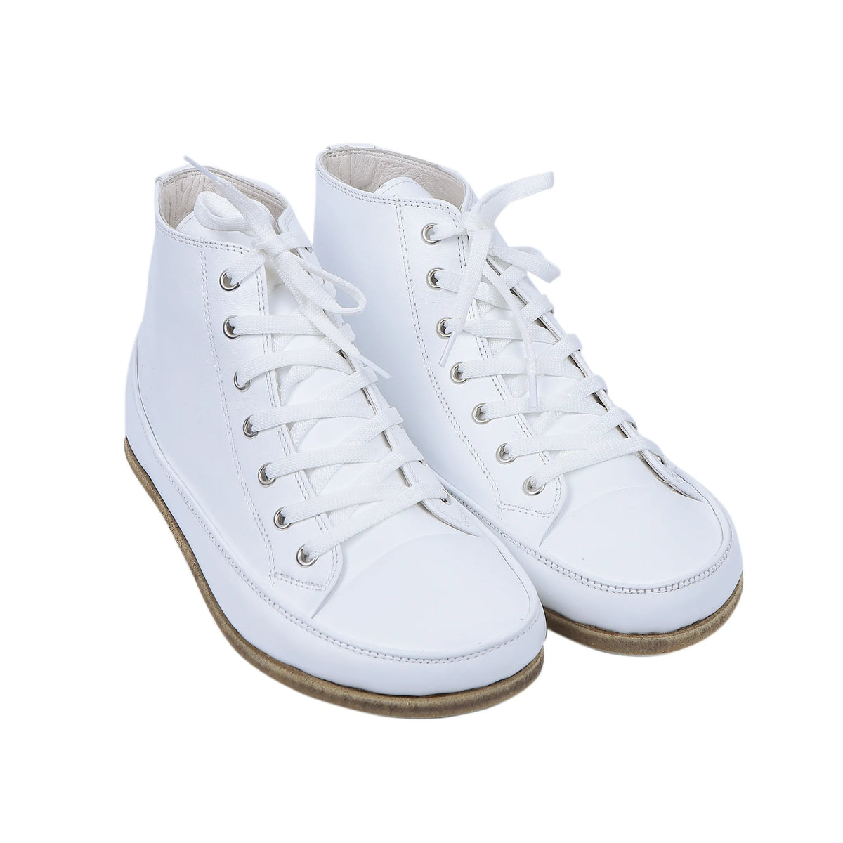 Smooth Barefoot Long Boots Converse Shoes – Classic Sole — Leather Sole – Full White