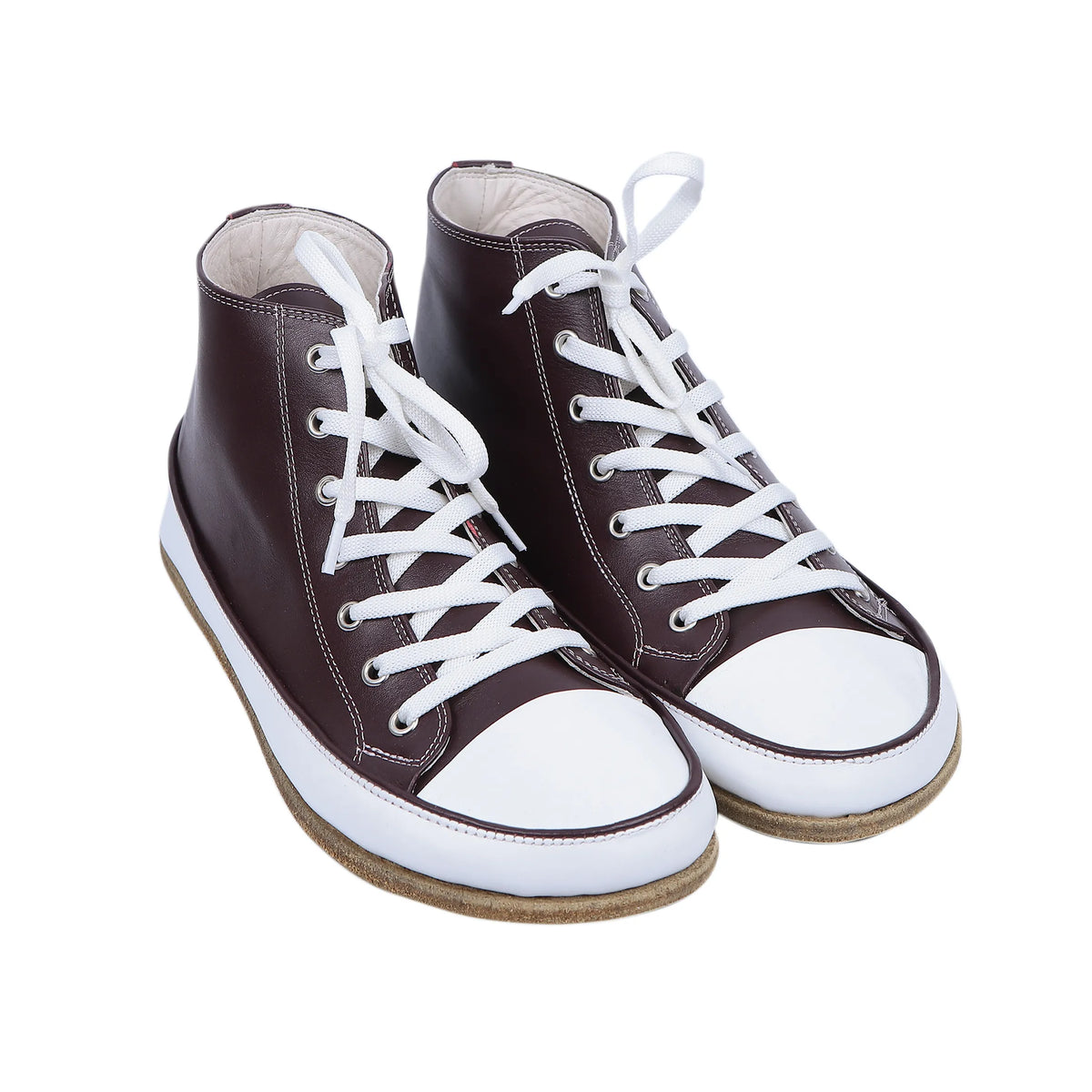 Smooth Barefoot Long Boots Converse Shoes – Classic Sole — Leather Sole – Burgundy