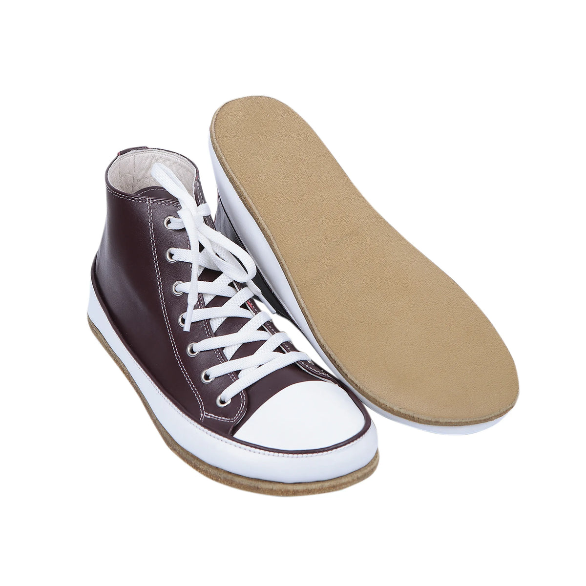 Smooth Barefoot Long Boots Converse Shoes – Classic Sole — Leather Sole – Burgundy