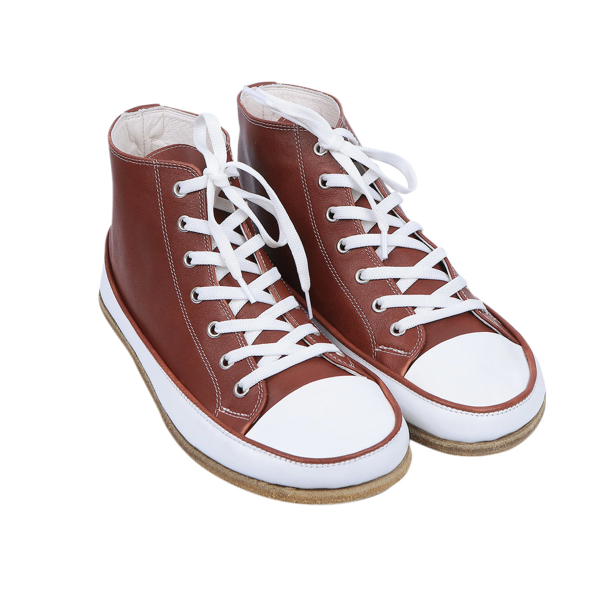 Smooth Barefoot Long Boots Converse Shoes – Classic Sole — Leather Sole – Brown