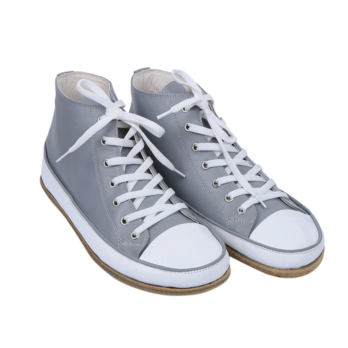 Smooth Barefoot Long Boots Converse Shoes – Classic Sole — Leather Sole – Gray