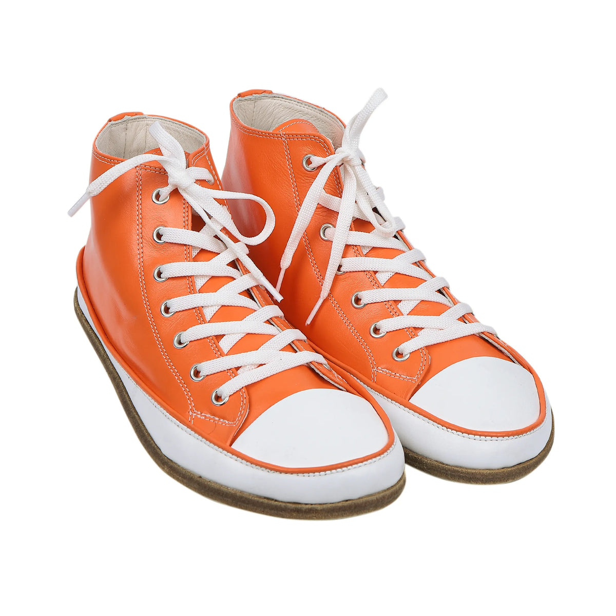 Smooth Barefoot Long Boots Converse Shoes – Classic Sole — Leather Sole – Orange