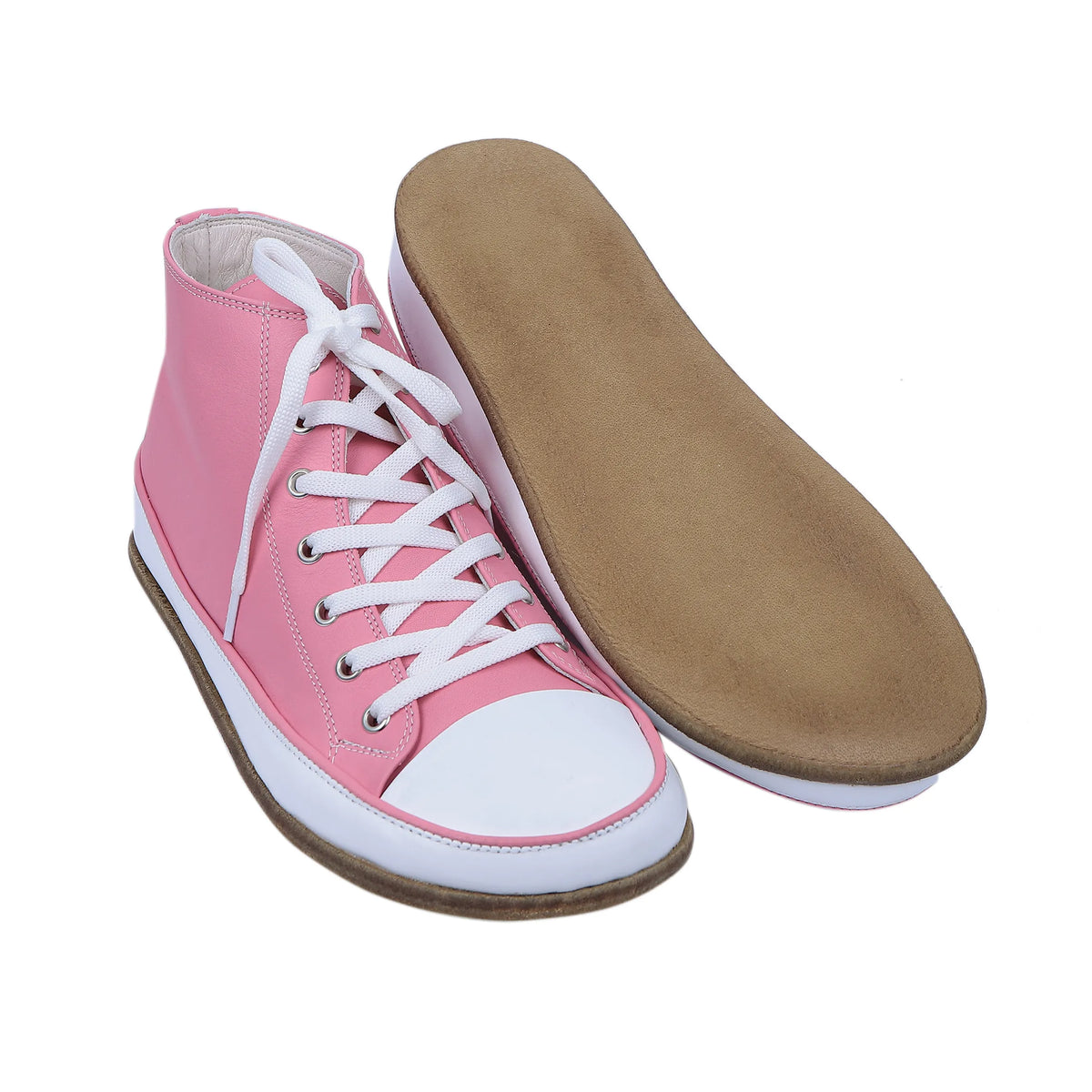 Smooth Barefoot Long Boots Converse Shoes – Classic Sole — Leather Sole – Pink