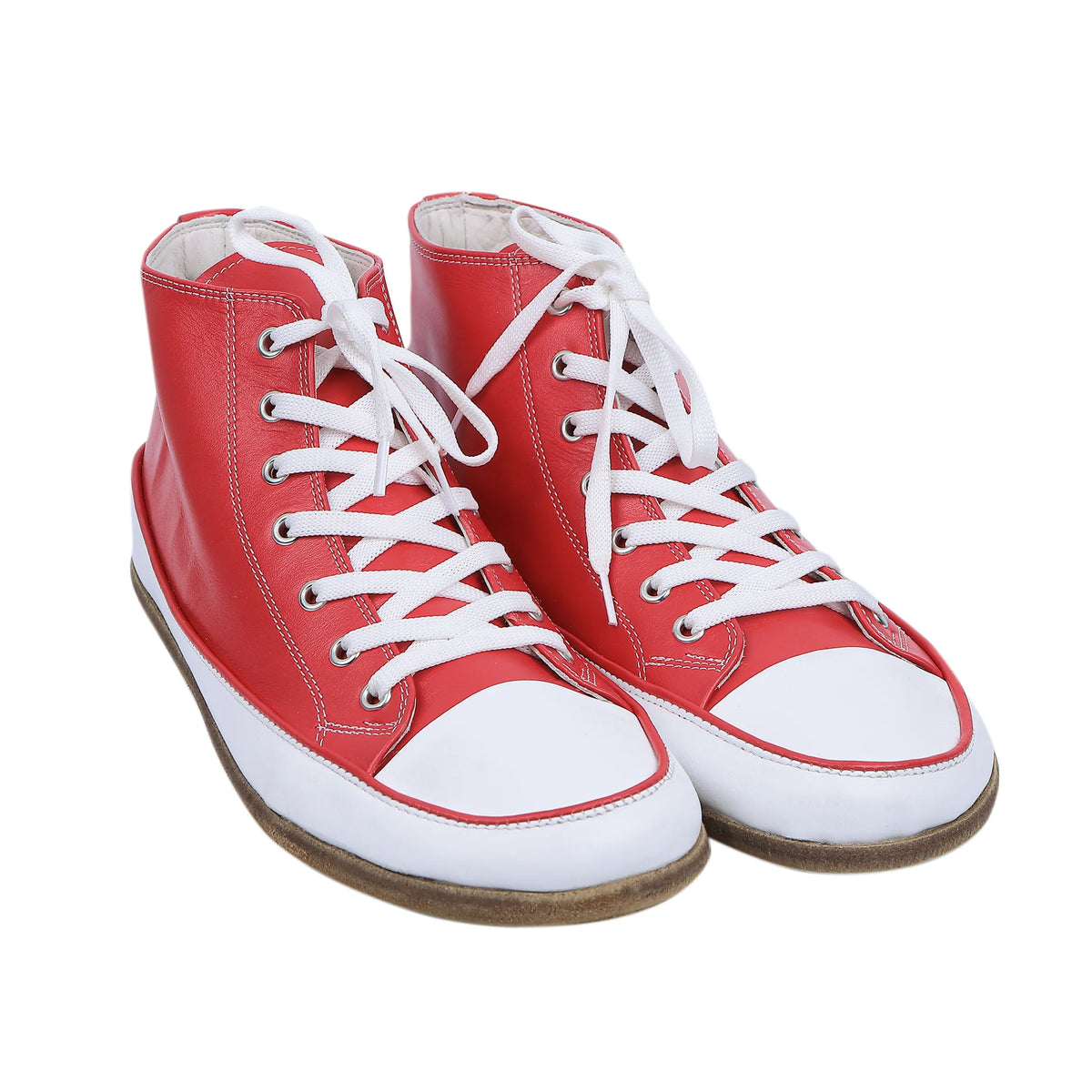 Smooth Barefoot Long Boots Converse Shoes – Classic Sole — Leather Sole – Red