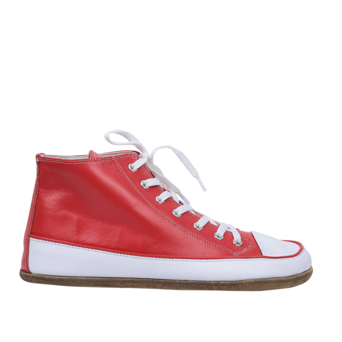 Smooth Barefoot Long Boots Converse Shoes – Classic Sole — Leather Sole – Red