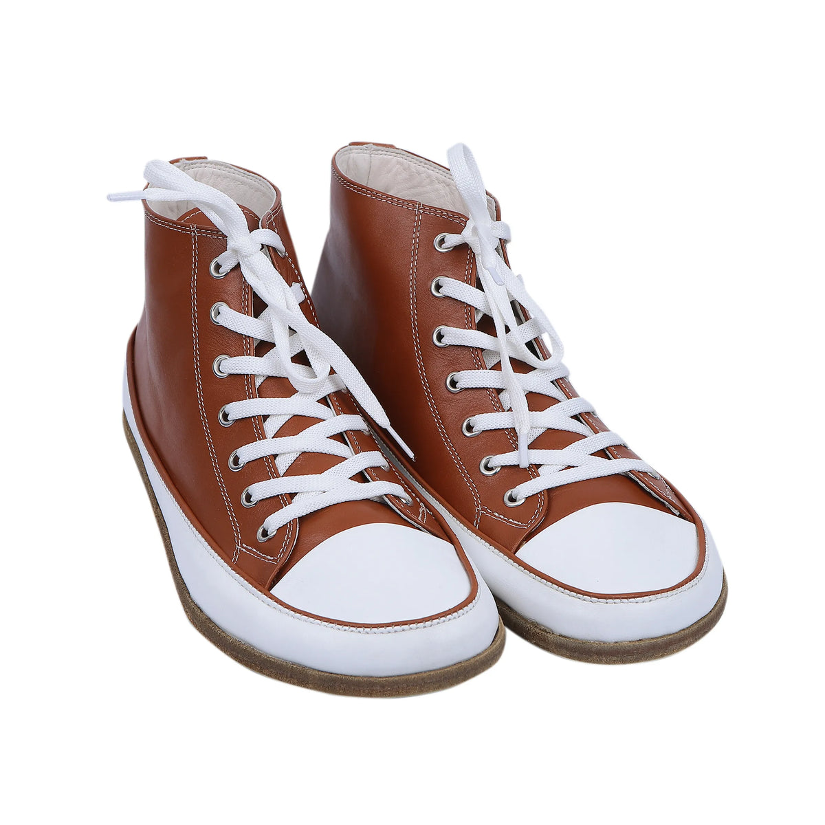 Smooth Barefoot Long Boots Converse Shoes – Classic Sole — Leather Sole – Tan