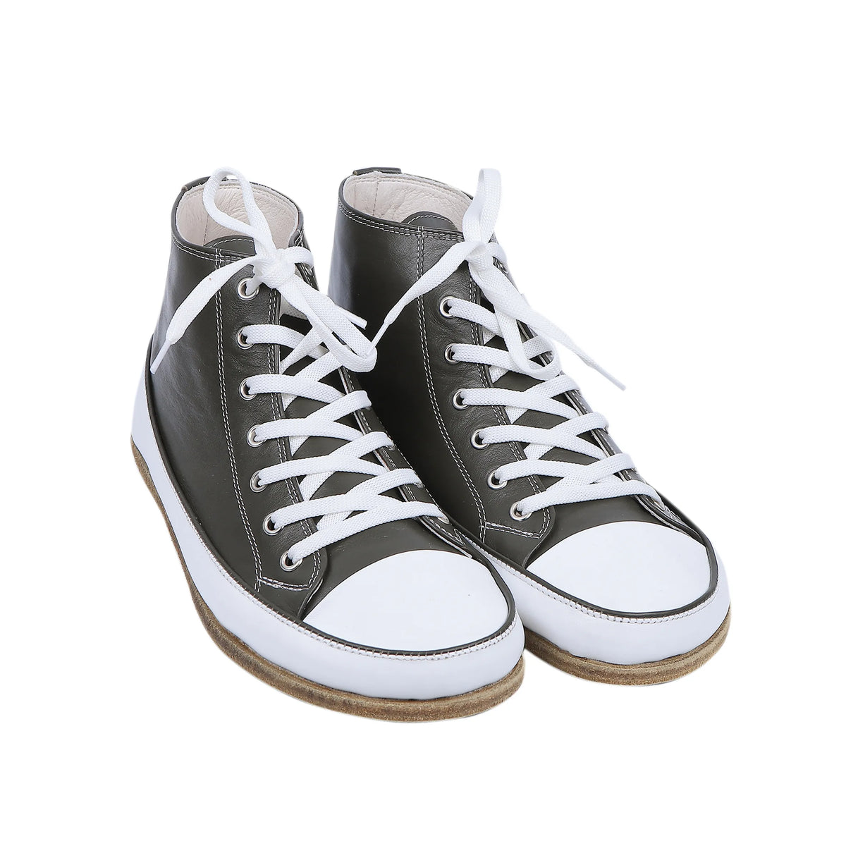 Smooth Barefoot Long Boots Converse Shoes – Classic Sole — Leather Sole – Olive Green