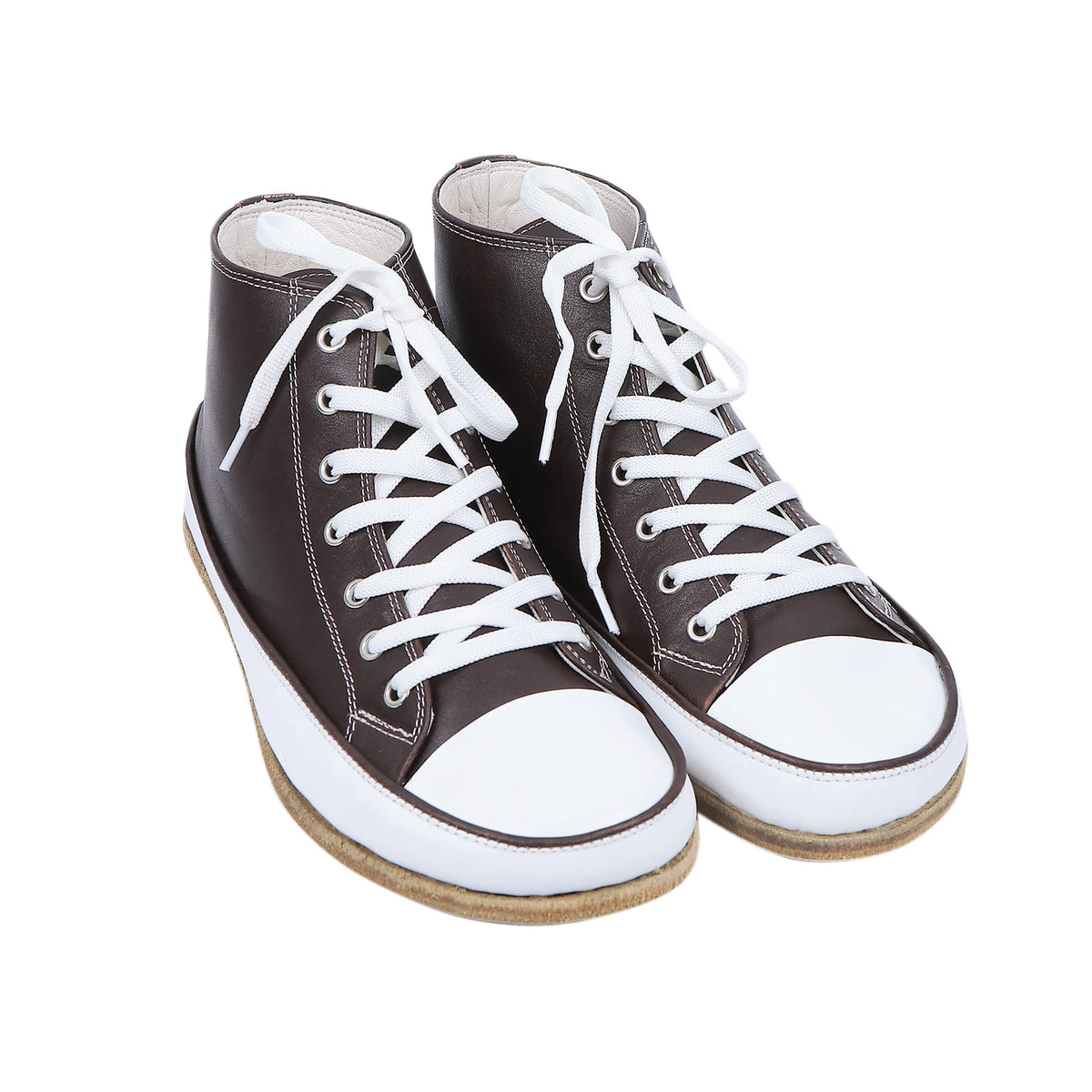 Smooth Barefoot Long Boots Converse Shoes – Classic Sole — Leather Sole – Dark Brown