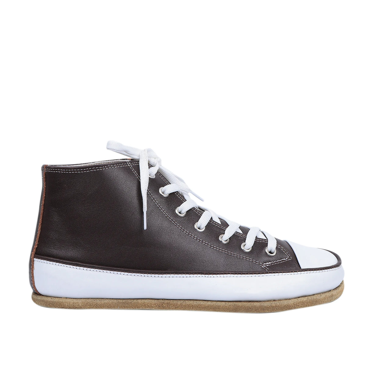 Smooth Barefoot Long Boots Converse Shoes – Classic Sole — Leather Sole – Dark Brown