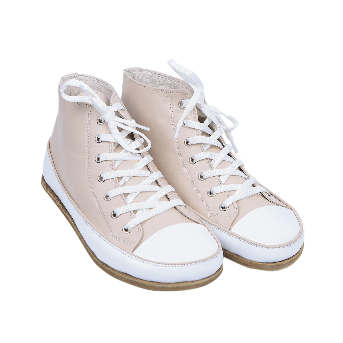 Smooth Barefoot Long Boots Converse Shoes – Classic Sole — Leather Sole – Cream
